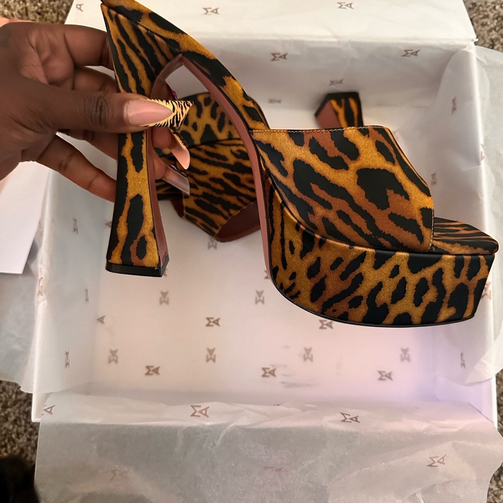 Amina muaddi leopard print heels - Picture 2 of 3